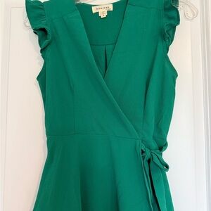 Monteau Green V-Neck Blouse